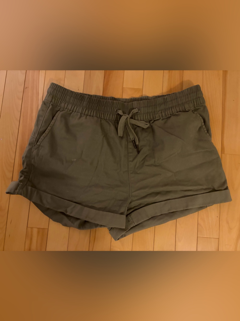 Eclipse Olive Green Drawstring Waist Shorts